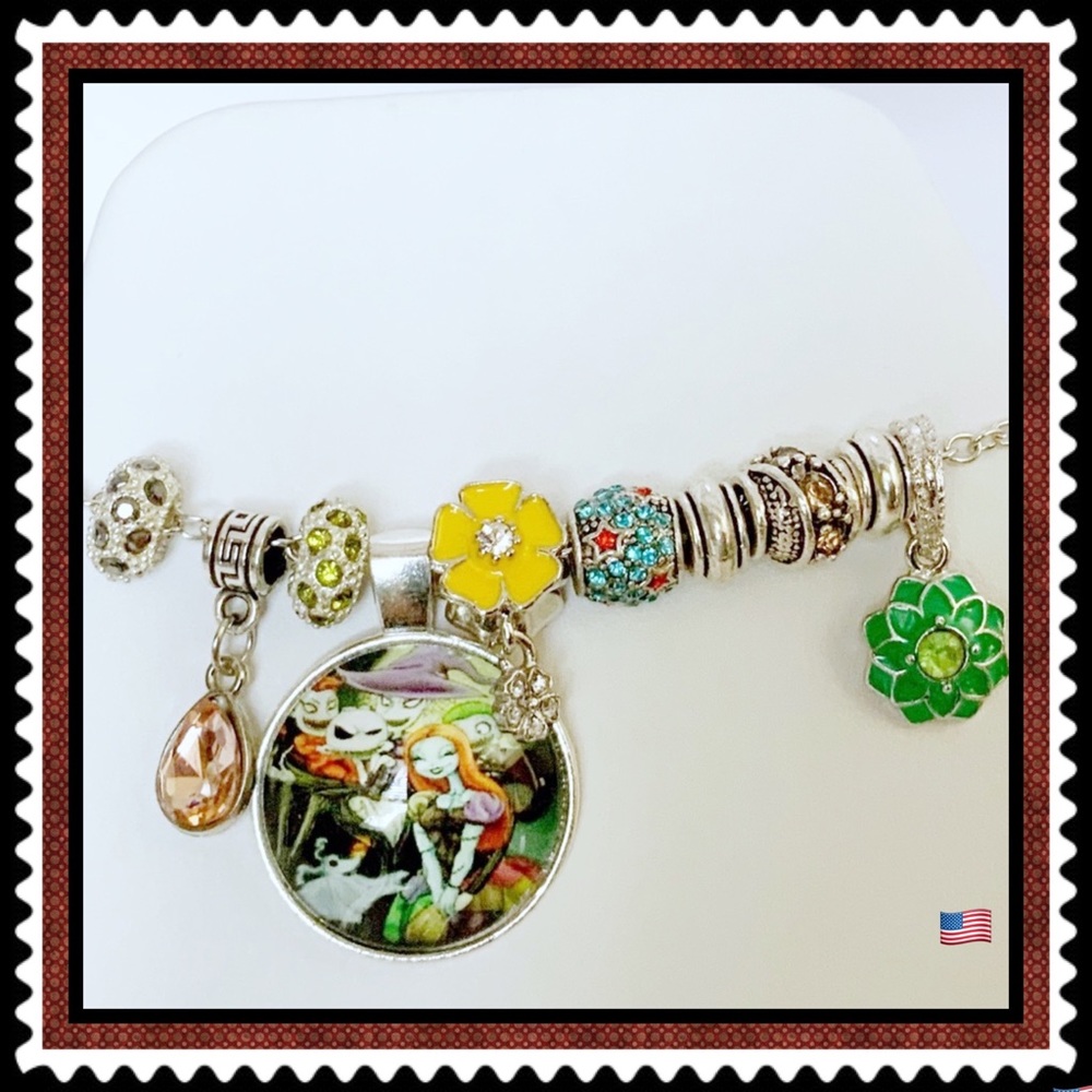 🆕✅ CABOCHON CHAIN NECKLACE W/CHANGEABLE CHARMS